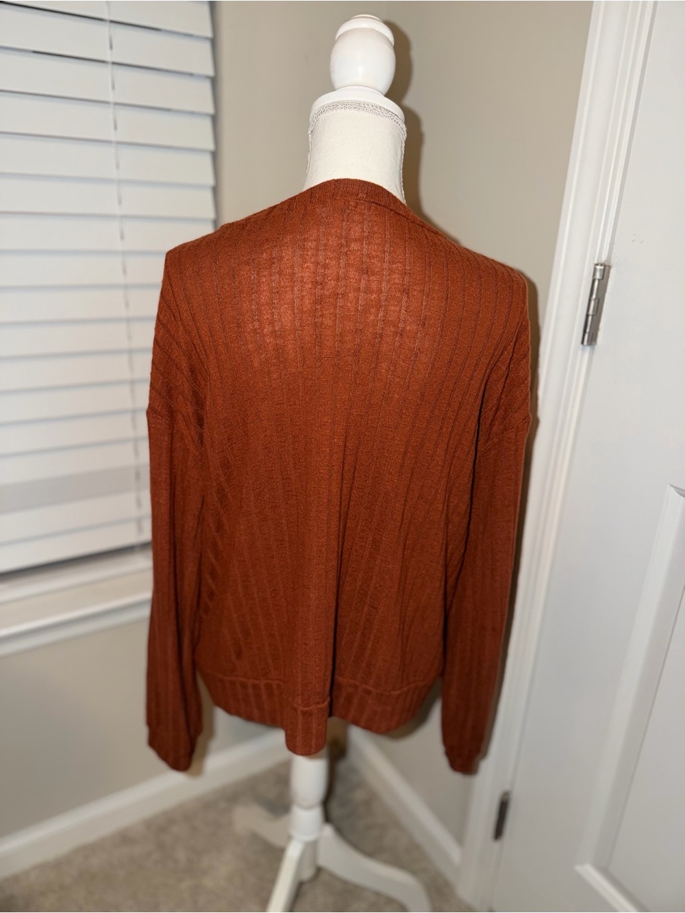 Green Envelope Rust Crewneck Ribbed Sweater - Picture 2 of 4